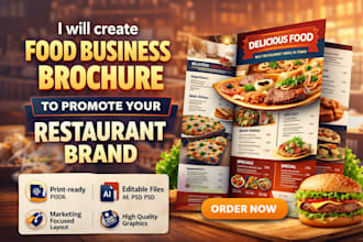 create food business brochure to promote your restaurant brand