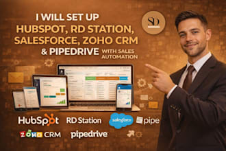 setup hubspot, rd station, salesforce, zoho crm and pipedrive crm