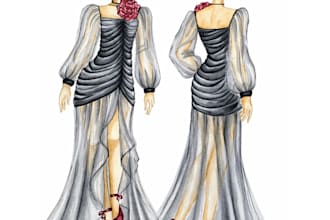 draw unique hand drawn fashion dress sketch