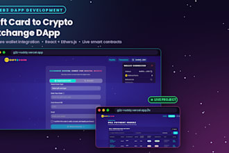 develop a secure crypto exchange and gift card redemption dapp