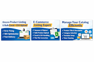 create product listings for amazon, flipkart, and ebay