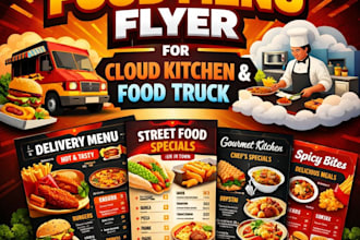 design food brochure menu flyer for cloud kitchen and food truck