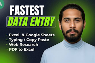 do fastest data entry, PDF to excel and copy paste work