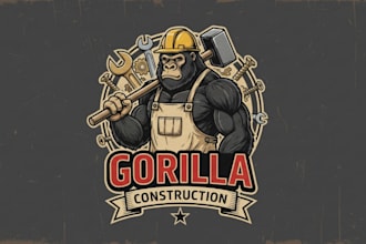 design high quality vintage gorilla construction logo
