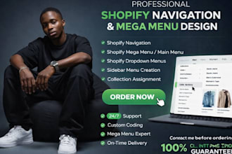 add or fix shopify navigation, mega menu and dropdown menu