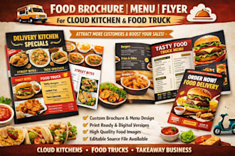 design food brochure menu flyer for cloud kitchen and food truck