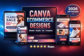 design canva ecommerce graphics, instagram posts, design canva brand kit, flyer