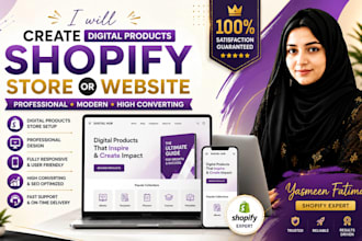 create digital products shopify store or shopify website