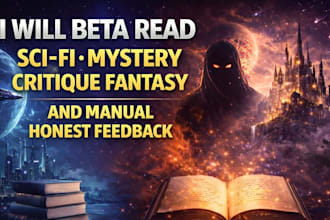 beta read sci fi novel, mystery, critique fantasy, and manual honest feedback