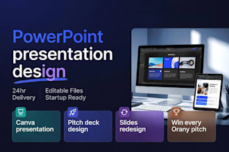 design modern investor pitch deck, powerpoint presentation, startup pitch deck