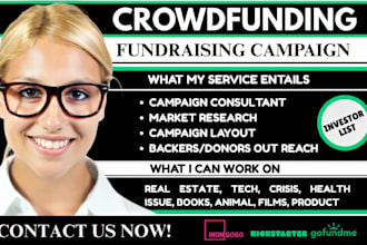do fundraising crowdfunding campaign creation kickstarter indiegogo promotion