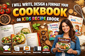 cookbook writer recipe cook book layout design formatting kids ebook ghostwriter