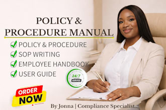 write custom policies, procedures sops, operations and HR manuals
