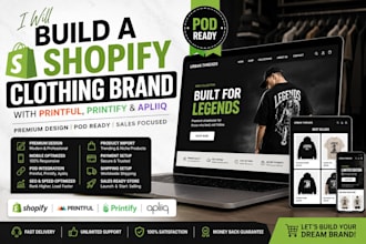 build shopify clothing brand, streetwear store, printful printify apliiq