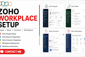 setup zoho people, zoho desk, zoho connect and workplace