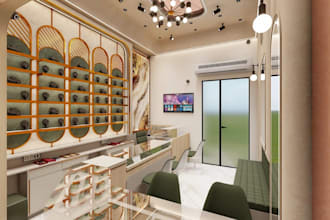 redesign jewelary showroom space,retail store layout, commercial interior render