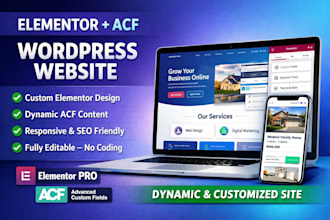 create a professional elementor wordpress website using elementor pro and acf