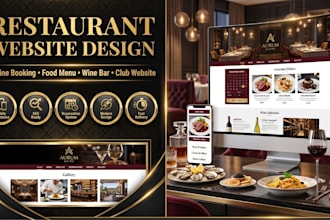 design restaurant website with online booking, food wine and club website