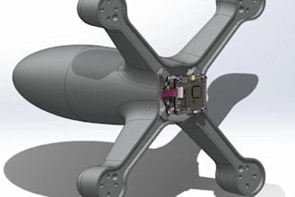custom drone cad model, 3d drone quad, fpv design, uav and agricultural drone