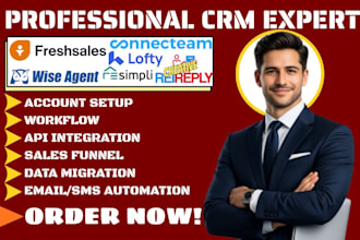 set up rei reply freshsales wise agent lofty connecteam resimpli CRM automation