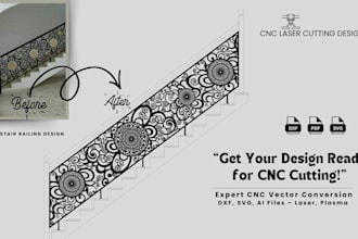 create cnc laser cut dxf vector for gate, railing from image