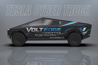 do tesla cyber truck wrap design, truck or box trailer wrap, vehicle wrap design