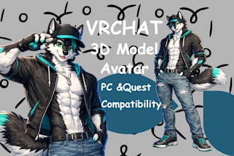 custom vrchat furry avatar anime vrc avatar furry 3d model vrchat vtuber vrc