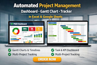 create automated project management dashboard, pmo gantt chart, excel tracker