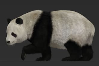 create realistic 3d animal model 3d creature with xgen hair, 3d animal animation