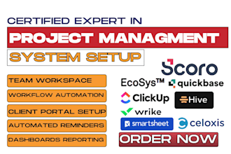 setup smartsheet clickup wrike hive quickbase celoxis ecosys scoro meisterplan