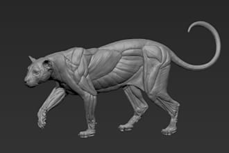 create 3d animal model, 3d creature design for stl 3d printing, game or films
