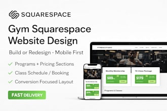 build squarespace gym website and redesign gym fitness squarespace website
