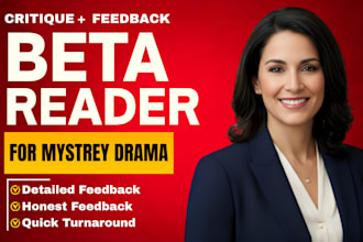 beta read crime drama, mystery and suspense novels for plot flow and emotion