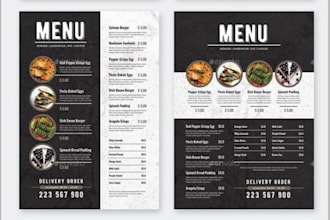 create an editable canva restaurant menu template