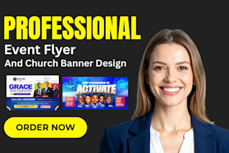 design event flyer, church flyer, postcard, banner, promo flyer, social media ad