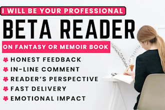 pro beta reader fantasy alpha read memoir book sci fi and writing feedback