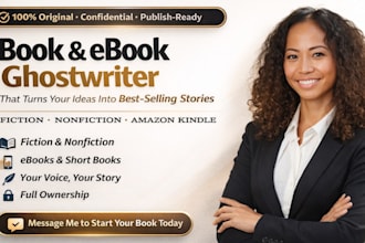 ghostwrite fiction, nonfiction book as ghostwriter, book and ebook ghostwriting