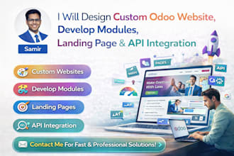build custom odoo website, develop modules, landing pages and API integration