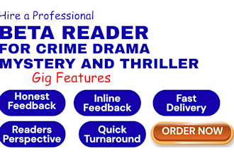 beta read for any author for inline feedbacks on mystery and suspense novel