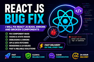 fix react js bugs, errors and broken components