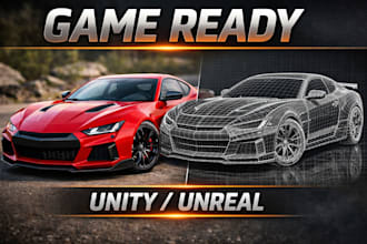 make game ready 3d car model low poly for unity unreal