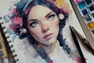 do illustrate watercolor portrait illustration