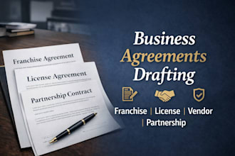 draft franchise agreement, license agreement, vendor agreement, partnership