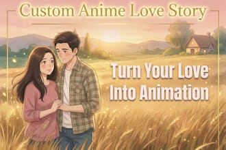 create a custom romantic anime love story video from your photos