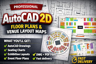 create professional autocad 2d floor plans and venue layout maps