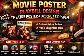 professionally design movie poster, playbill design, theatre poster and brochure