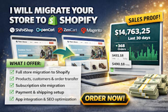 migrate magento, opencart, zen cart, shift4shop, prestashop stores to shopify