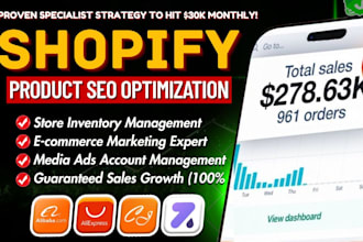 shopify product SEO product listing optimization for shopify store sales ranking