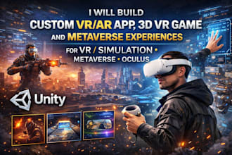 build custom vr or ar app 3d vr game for vr simulation metaverse oculus unity