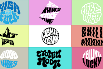 design hand drawn custom circle text or shape typography logo